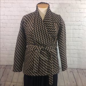 Anthropologie Tulle Chevron Print Wool Blend Jacket Size XL